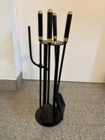 Cheminée-Besteck, 4-teilig, schwarz/Messing