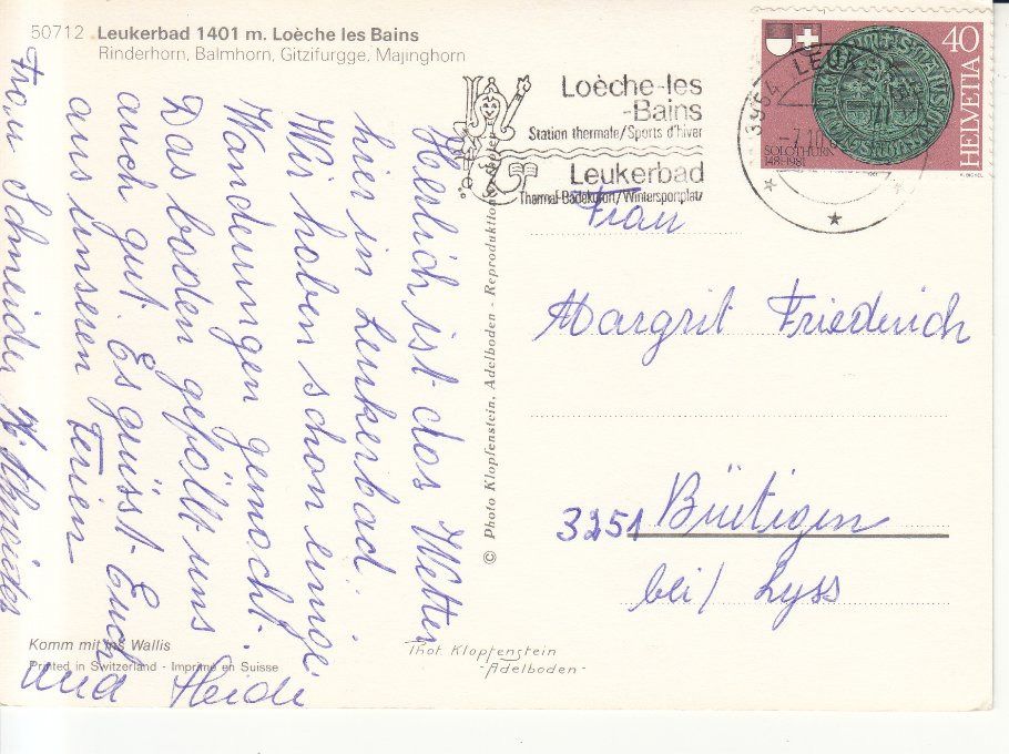 Cartoline postali: Leukerbad 1981 – Usato da Bürglen TG venduto da StampGraf 1
