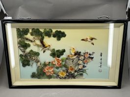 Chinesisches Bild 🐦‍🔥 🌸 🪾Muschel-/Perlmutt-Relief 74x46