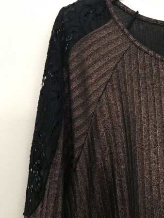 Betty Barclay Top mit Spitze Gr.46 Material Mix braun