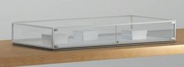 Glasvitrine Theke, ESG Glas, Weiss (B.160cmxT.80cmxH.26cm)