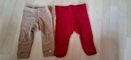 2 Hosen, Merinowolle und Wolle Seide, Gr. 68 und 74,