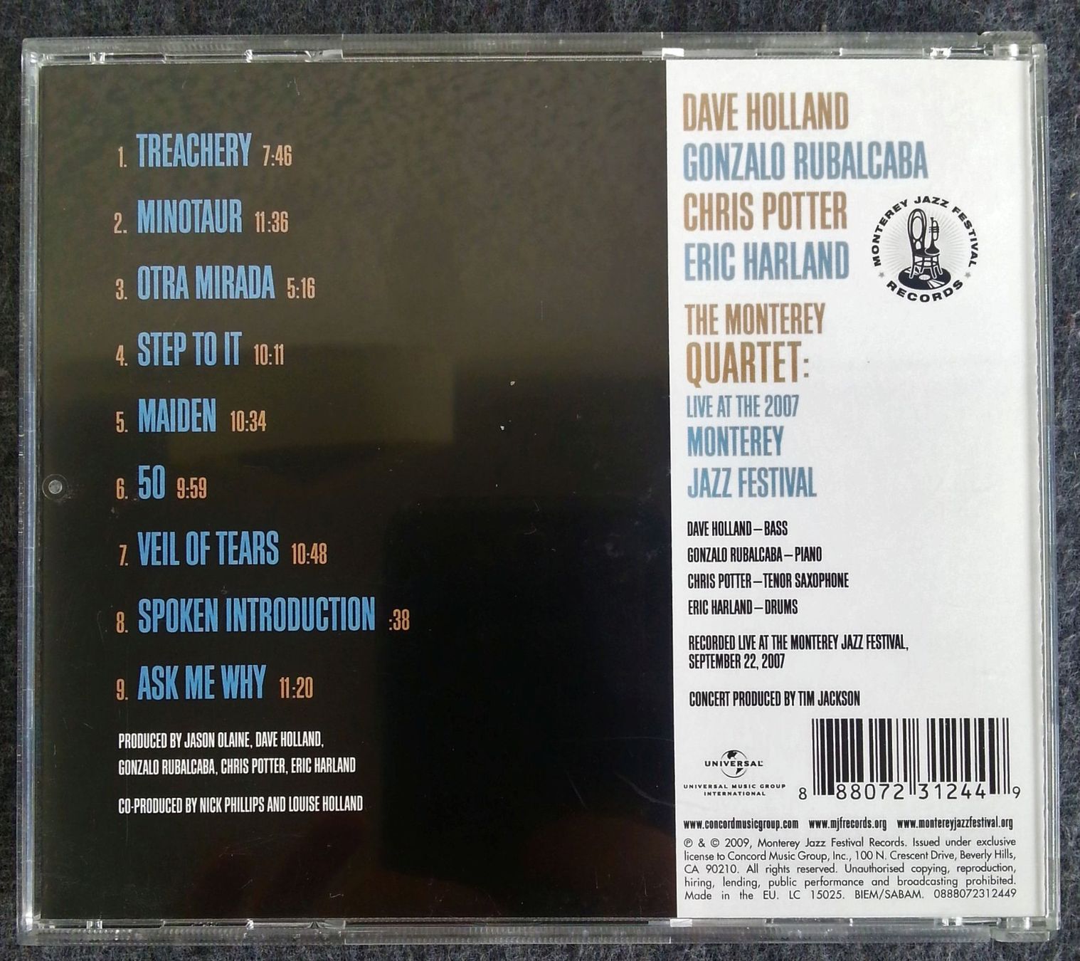 CD: CD THE MONTEREY QUARTET - LIVE MONTEREY 2007, Jazz – Usato da Oberriet SG venduto da Atir47 3