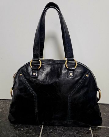 Muse-Bag v. YVES SAINT LAURENT, YSL, schwarz, Lack, Quittung
