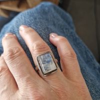 925 Silberring mit Mondstein, vintage, ca.53