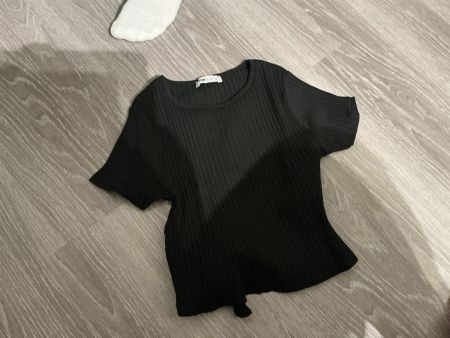 T-Shirt schwarz gerippt mit Bindeband Gr.L