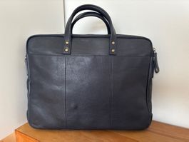 Dunkelblaue Leder Laptop-Tasche von Fossil