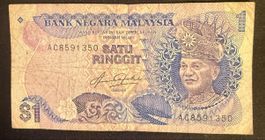Billet de banque Malaisie 1 Ringgit Bank Negara