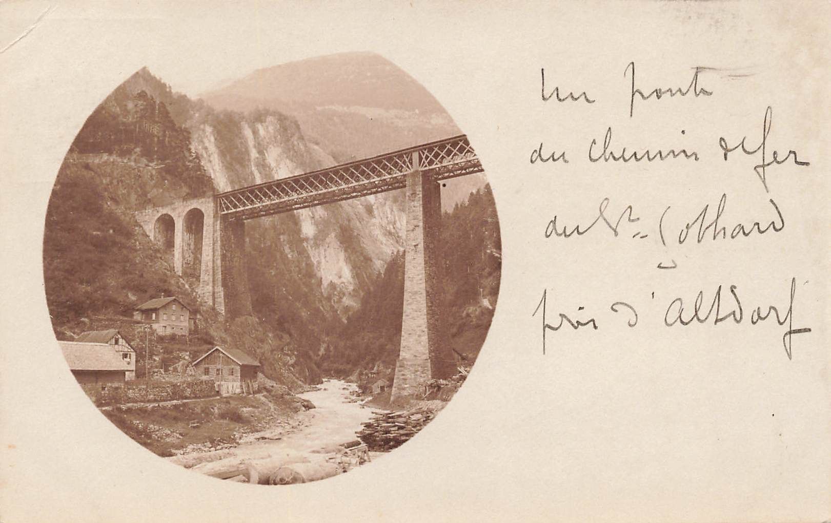 Cartoline postali: Amsteg (UR) Gotthardbahn Eisenbahnbrücke – Usato da Biasca venduto da Blenio71