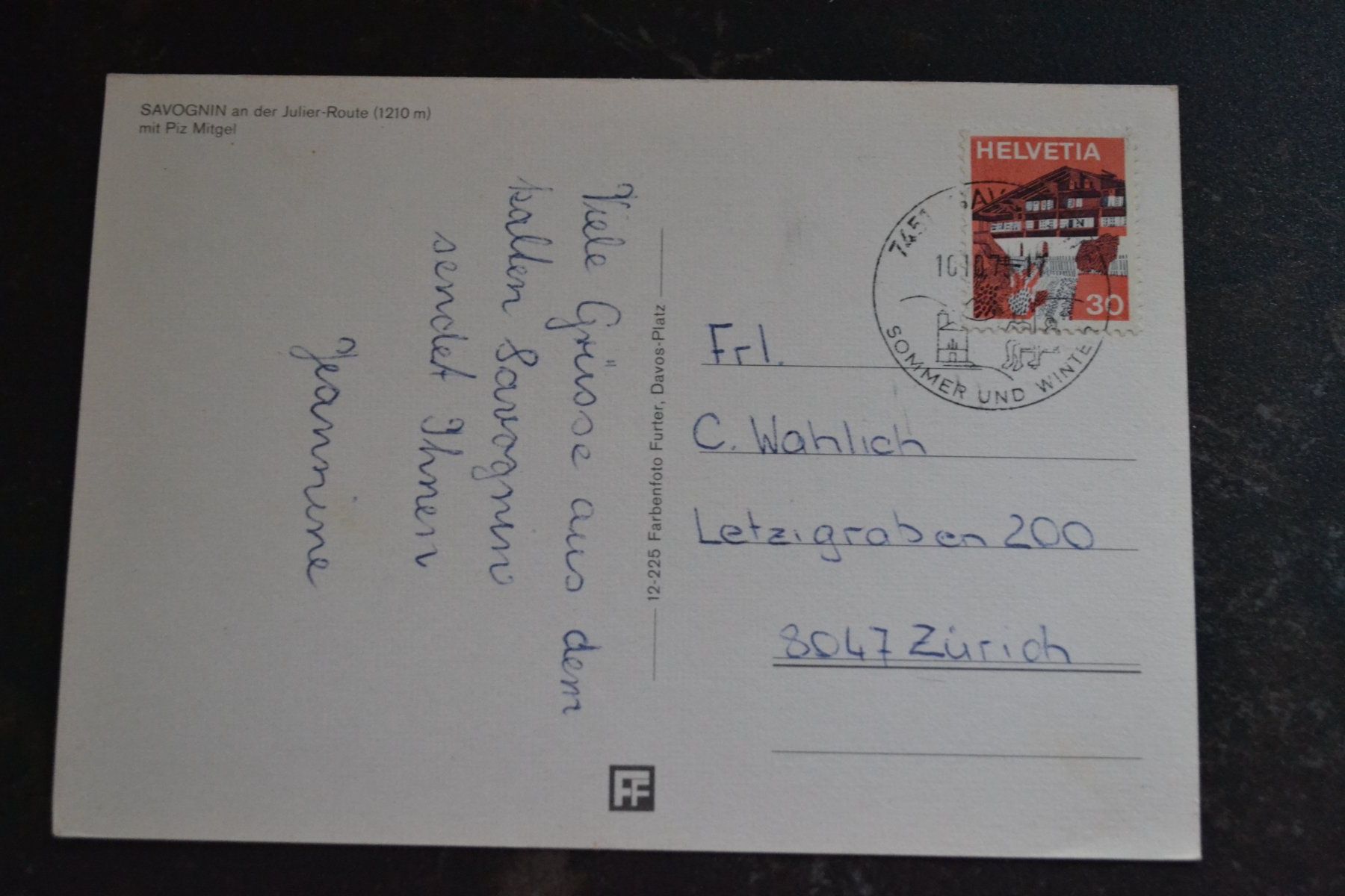 Cartoline postali: AK Savognin GR – Usato da Beinwil am See venduto da kajak55 1