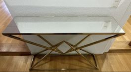 Konsole Tisch Gold/Glas Top Modern Design Top Zustand!