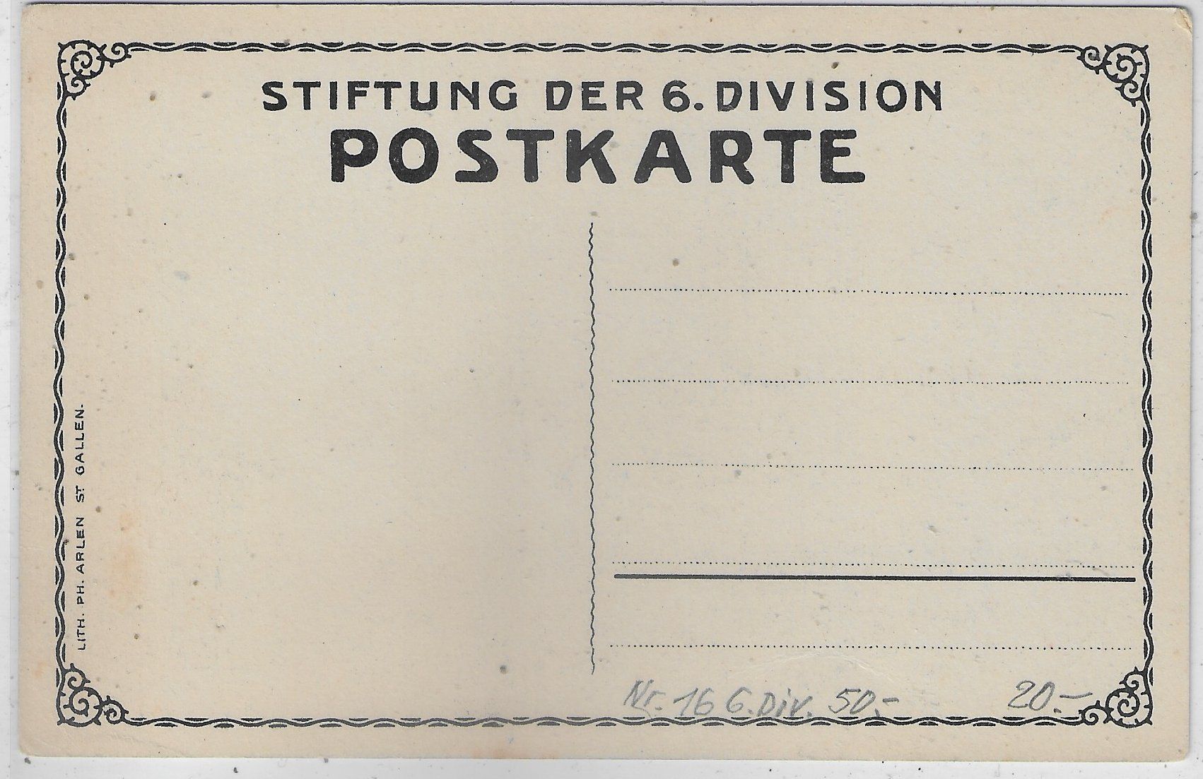 Cartoline postali: Stiftung der 6. Division - Pferde-Fähre - Litho – Usato da Ettingen venduto da Kartenplanet 1