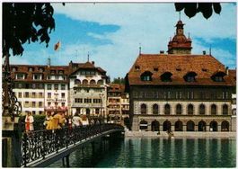 Luzern - Rathaus mit Brücke