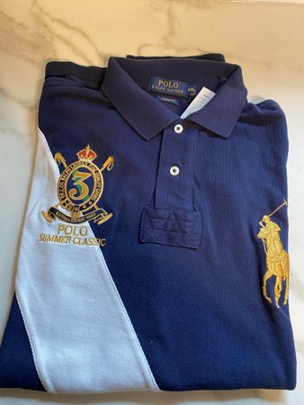 Ralph Lauren Poloshirt XXL blau weiss gelb  NEU, ungetragen