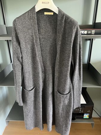100% Kaschmir Long Cardigan Grau Made in Italy Luxus 