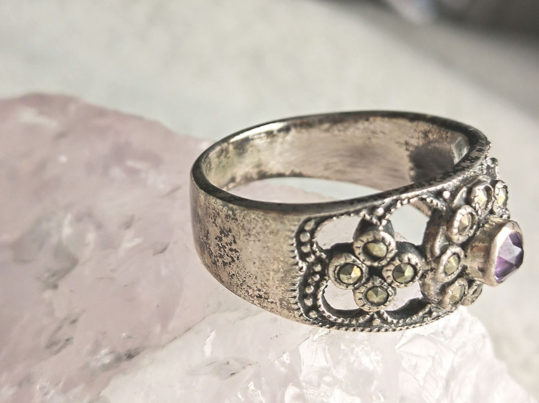 Anelli: Ring Silber 925 mit lila Stein – Usato da Istighofen venduto da Ringparadies 1