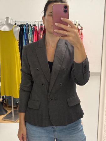 InWear Blazer zweireihig grau Fischgratmuster Gr. 42