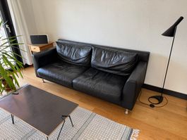 Schwarzes Ledersofa von Artanova Switzerland