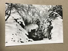 AK Bahn Harzbahn im Winter Felsschlucht bei Drahtzug