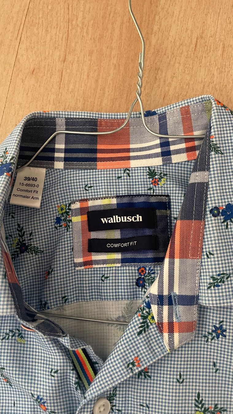 Walbusch Camicie: Walbusch Hemd, Grösse 39/40, hellblau gemustert – Nuovo (secondo la descrizione) da Wetzikon ZH venduto da Schrungus 1