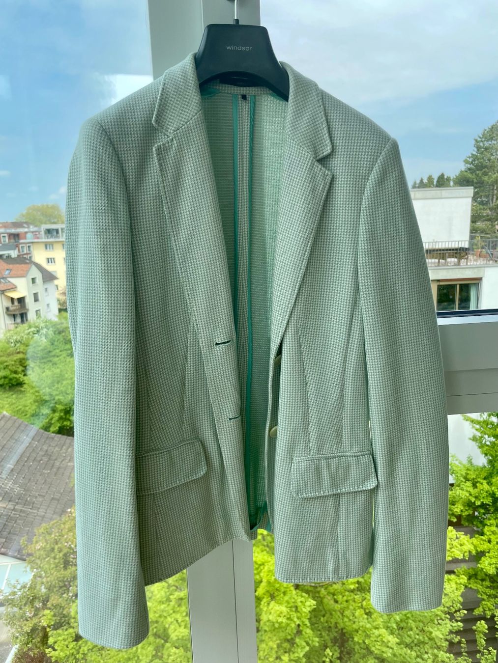Windsor Giacche: Windsor, mindgrüner Jersey-Blazer – Usato da Zollikon venduto da pitpat02