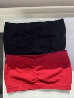 2 Bustiers bandeau sans bretelles - rouge et noir!