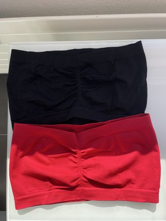 2 Bustiers bandeau sans bretelles - rouge et noir!