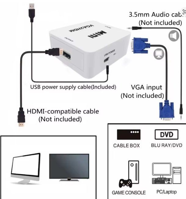Convertitori: VGA Zu HDMI-Kompatibel Konverter – Nuovo (secondo la descrizione) da Nidau venduto da EXP40 1