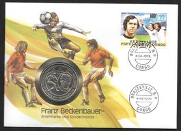 Münzbrief Kongo Franz Beckenbauer Fussball EM 1988