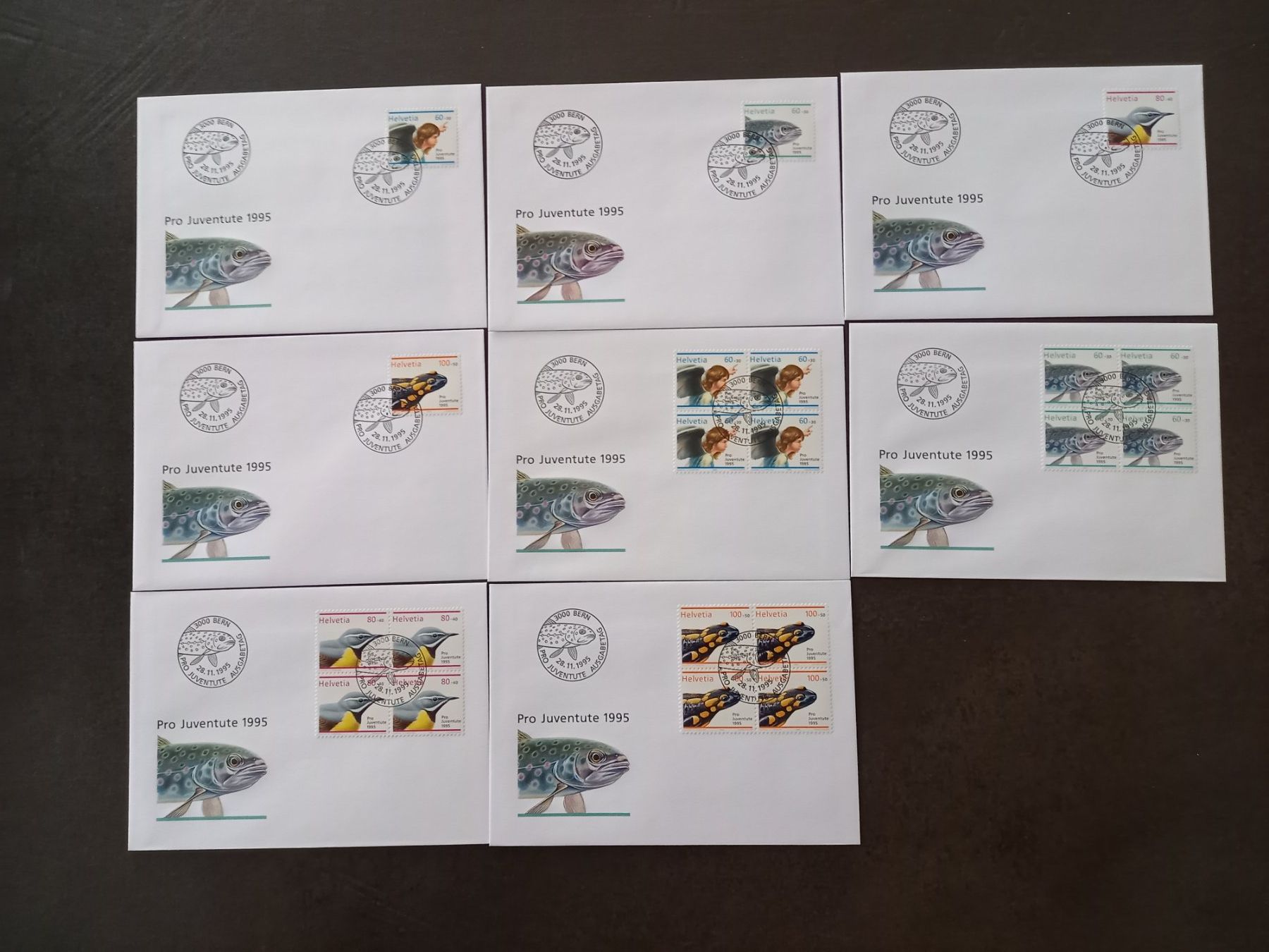 Tutti i francobolli: 8 FDC Pro Juventute 1995 – Usato da Courtételle venduto da Chris28