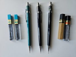 Lot 3 crayons porte-mine Pentel 0.5 - 0.7 mm et mines