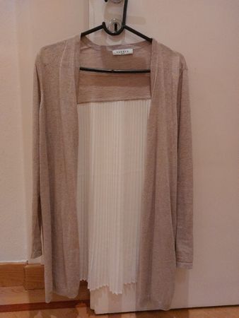 Sandro Paris Beige Cardigan with Pleated Back Detail