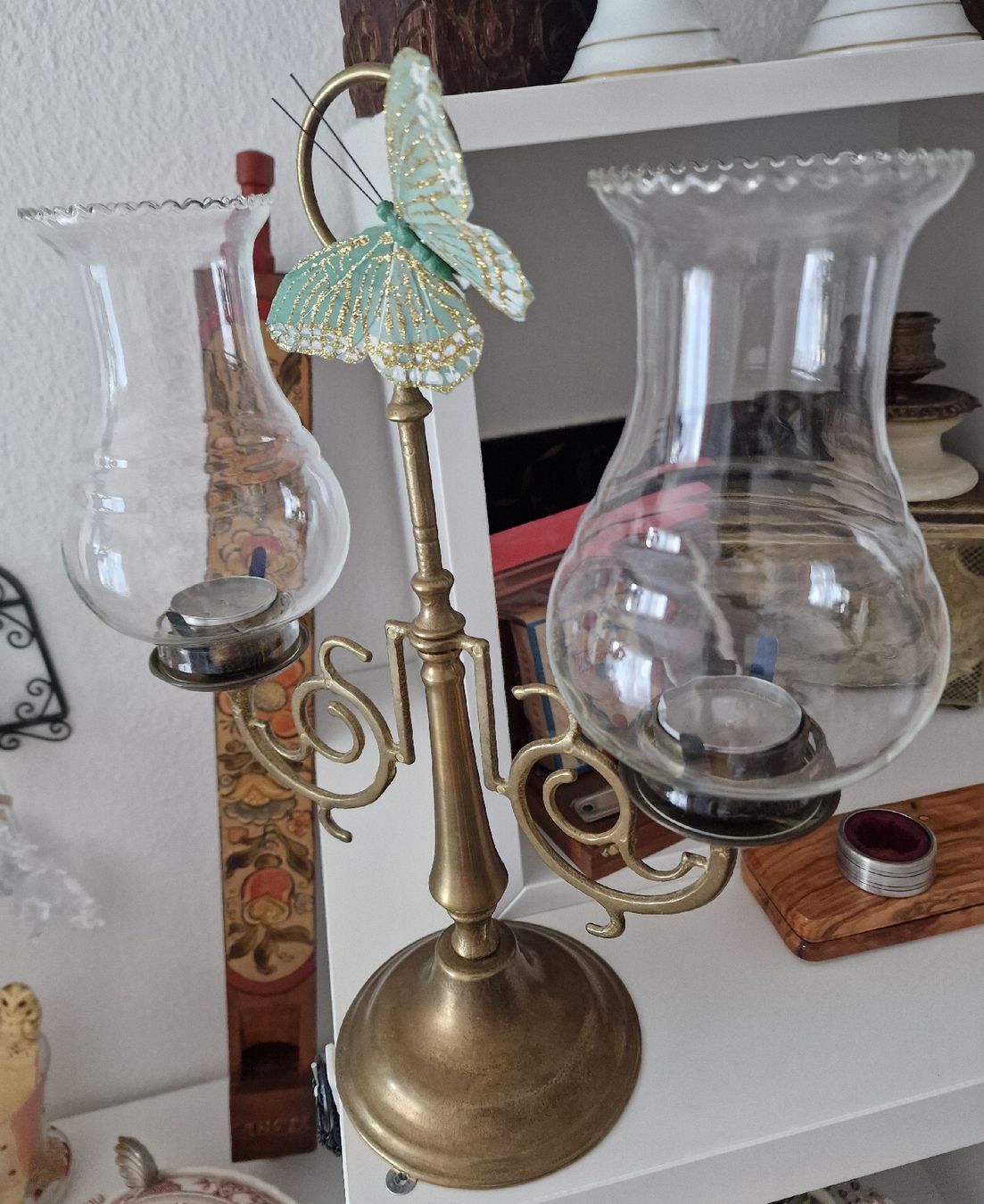 Portacandele: Kerzenständer Messing mit Glaseinsätzen – Usato da Gossau SG venduto da ush_db7j