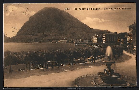 Cartoline postali: AK Lugano, Quai e Monte S. Salvatore – Usato da Berlin venduto da bartko-reher