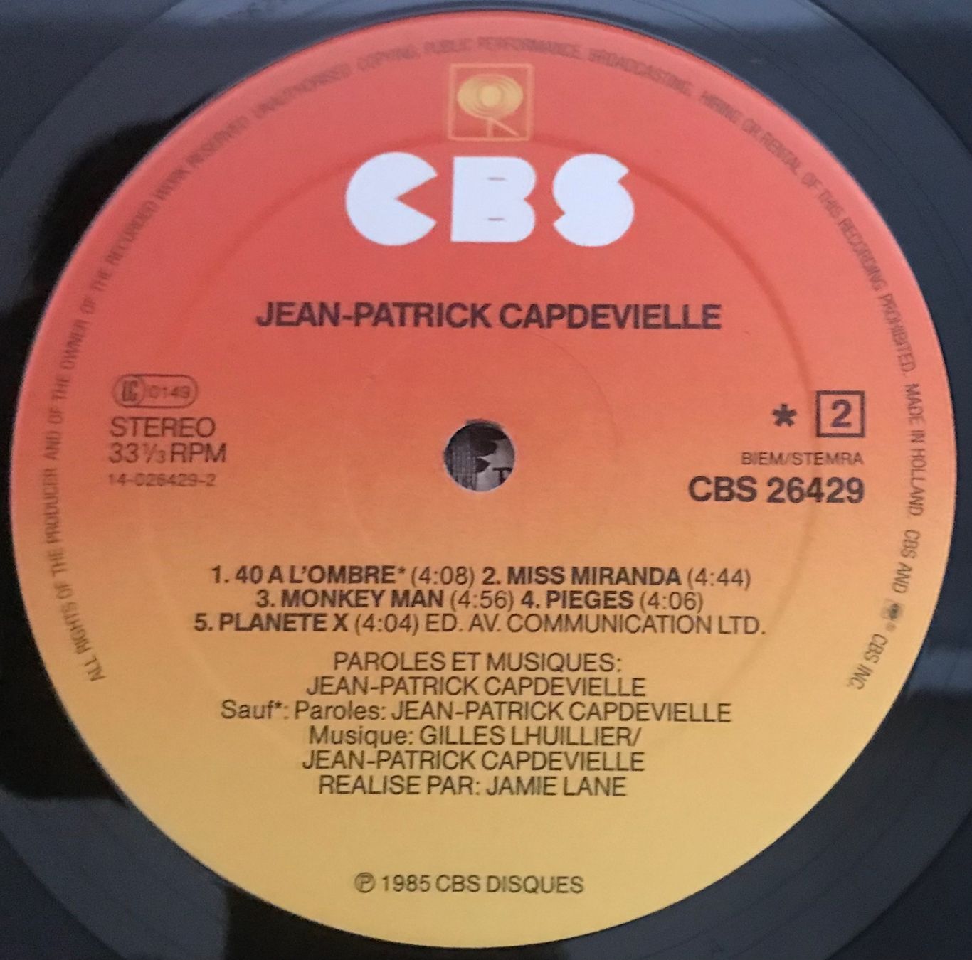 Dischi in vinile: JEAN-PATRICK CAPDEVIELLE - JEAN-PATRICK CAPDEVIELLE - 33 Tou – Usato da Bussigny venduto da vinyl-pas-cher 3