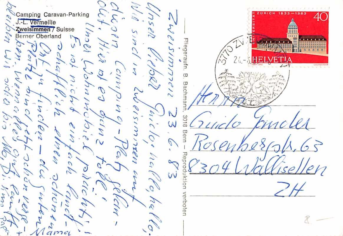 Ansichtskarten: GRUSS aus ZWEISIMMEN - 2 alte Ansichtskarten 1939 &83 – Gebraucht aus Lufingen von philatelieshop 3