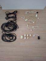 Konvolut mit 10 Verlängerungskabeln und 7 Mehrfachsteckern