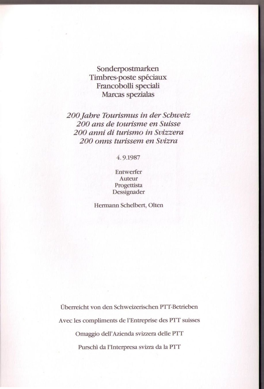 Tutti i francobolli: 1987 TOURISMUS-BLOCK_GESCHENKHEFT_Block+Vb ET ! – Usato da Marthalen venduto da Ch_quality 3