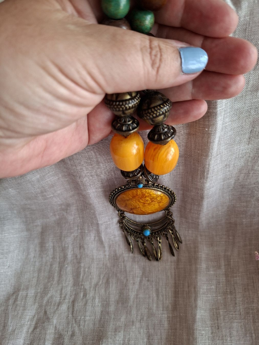 Catenine: Collier Bohème Statement à Grand Pendentif Ambre – Nuovo (secondo la descrizione) da Lutry venduto da Sim_Sta 8