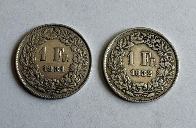 Tutti le monete: 2 x 1 Franken Münze – Usato da Zürich venduto da T62om