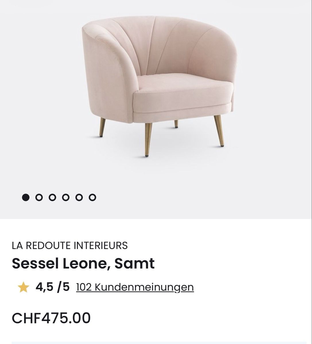 La Redoute Sessel: Sessel Leone, samt, Pastellrosa – Gebraucht aus Wetzikon ZH von carpediem68 3