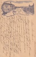 Basel-Hotel Victoria-Litho-Vorläufer 1896 !! Bahnpoststempel