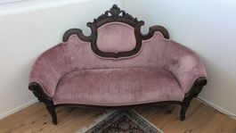 Antikes Sofa Holzgestell mit Samtbezug rosa gebraucht