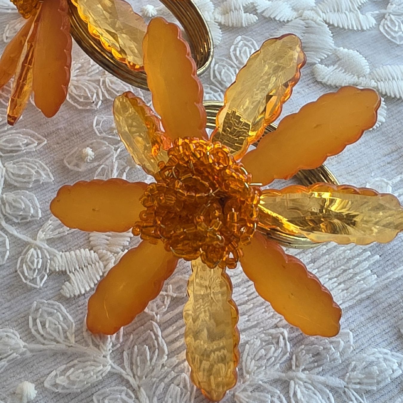 Altro in Decorazioni & Accessori: Set mit 2 Serviettenringen, Orange Blumenmuster, Vintage – Usato da Rheinsulz venduto da Gilea 4