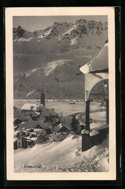 Cartoline postali: AK Andermatt, Ortspartie im Schnee – Usato da Berlin venduto da bartko-reher