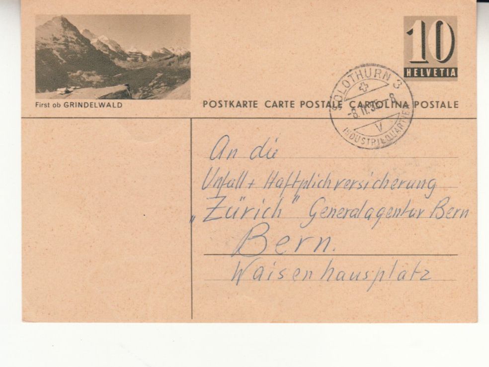 Tutti i francobolli: SGK PK 183.155 (Grindelwald) mit ST Solothurn – Usato da Bürglen TG venduto da StampGraf