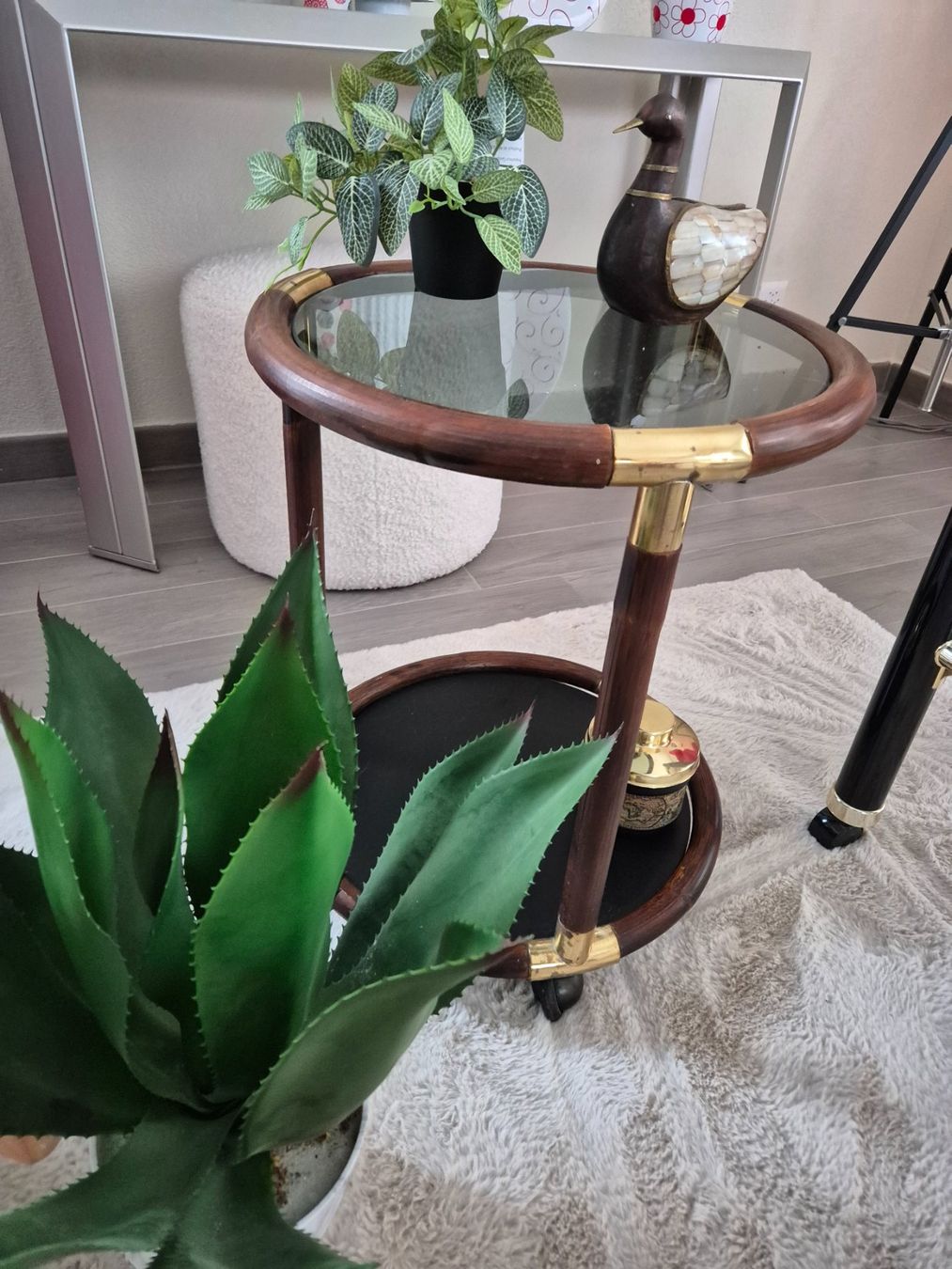 Tavoli: Table basse sur roulettes en rotin ancienne – Usato da Fully venduto da tameab 2