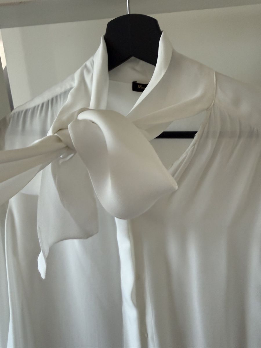 Massimo Dutti Camicette: Massimo Dutti Blouse White Size 36 Bow Neck Viscose – Usato da zug venduto da Inaar 3