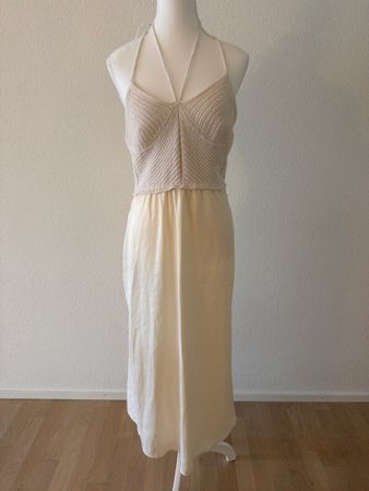 ZARA Maxi Kleid Creme – Grösse M – Crochet / Rückenfrei