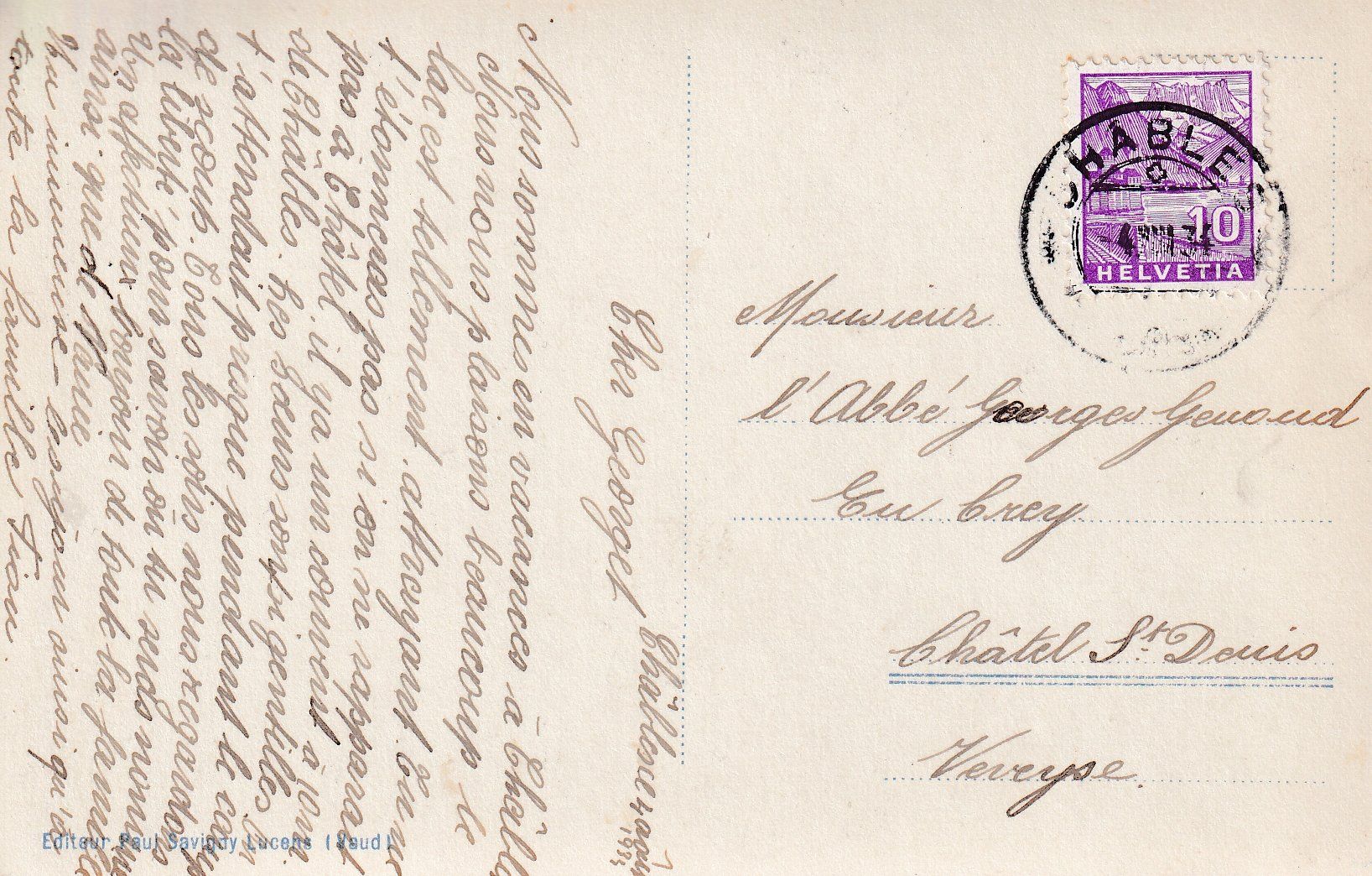 Cartoline postali: Font   FR      um 1934 – Usato da Brig venduto da Valcards54 1